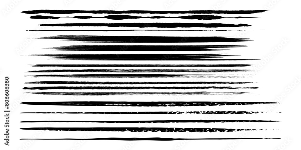 Set of wavy horizontal lines. Marker hand-drawn line border set and scribble design elements. Lines hand drawn paint brush stroke. vector grunge brushes, hand drawn ink strokes design border