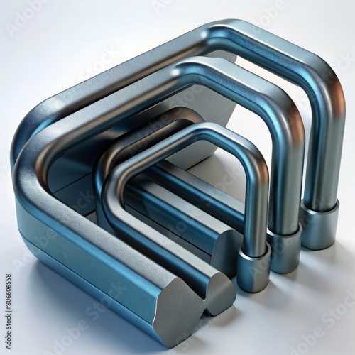 3D render of a allen key set with hexagonal, on isolated white background, Generative AI photo