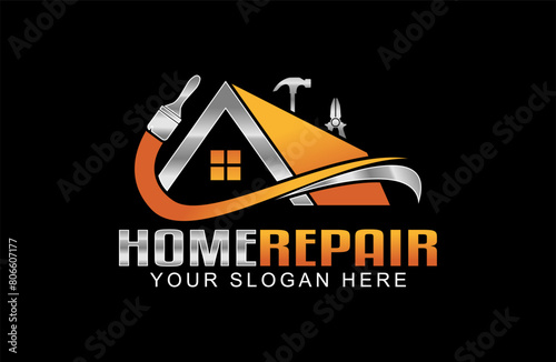 home repair  and Building construction logo design template, Illustration vector graphic home services renovation, contractor modern logo 