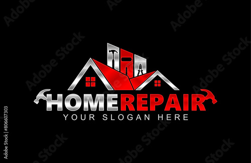 home repair  and Building construction logo design template, Illustration vector graphic home services renovation, contractor modern logo 