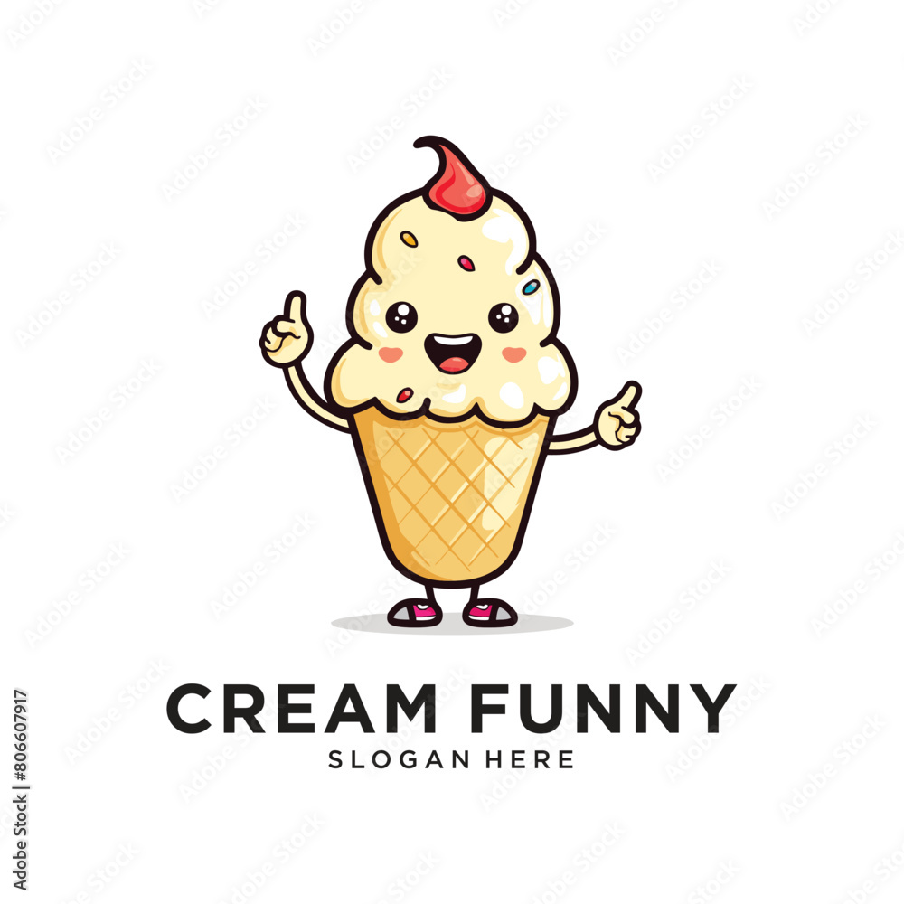 ice cream funny logo design vector illustration ice cream funny logo design vector illustration