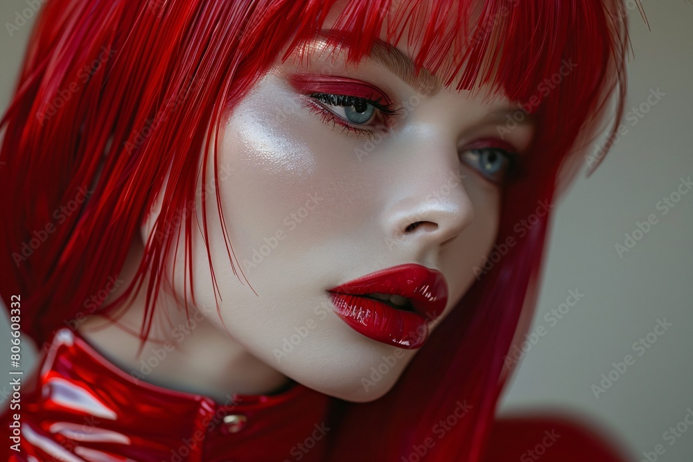Fototapeta premium surreal woman in red