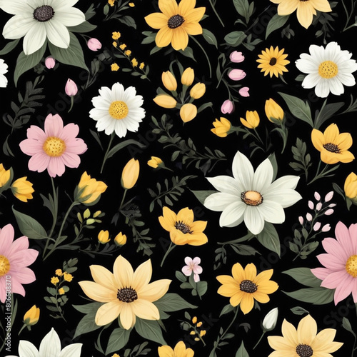 Repeating pattern, abstract pattern flat 2d flower