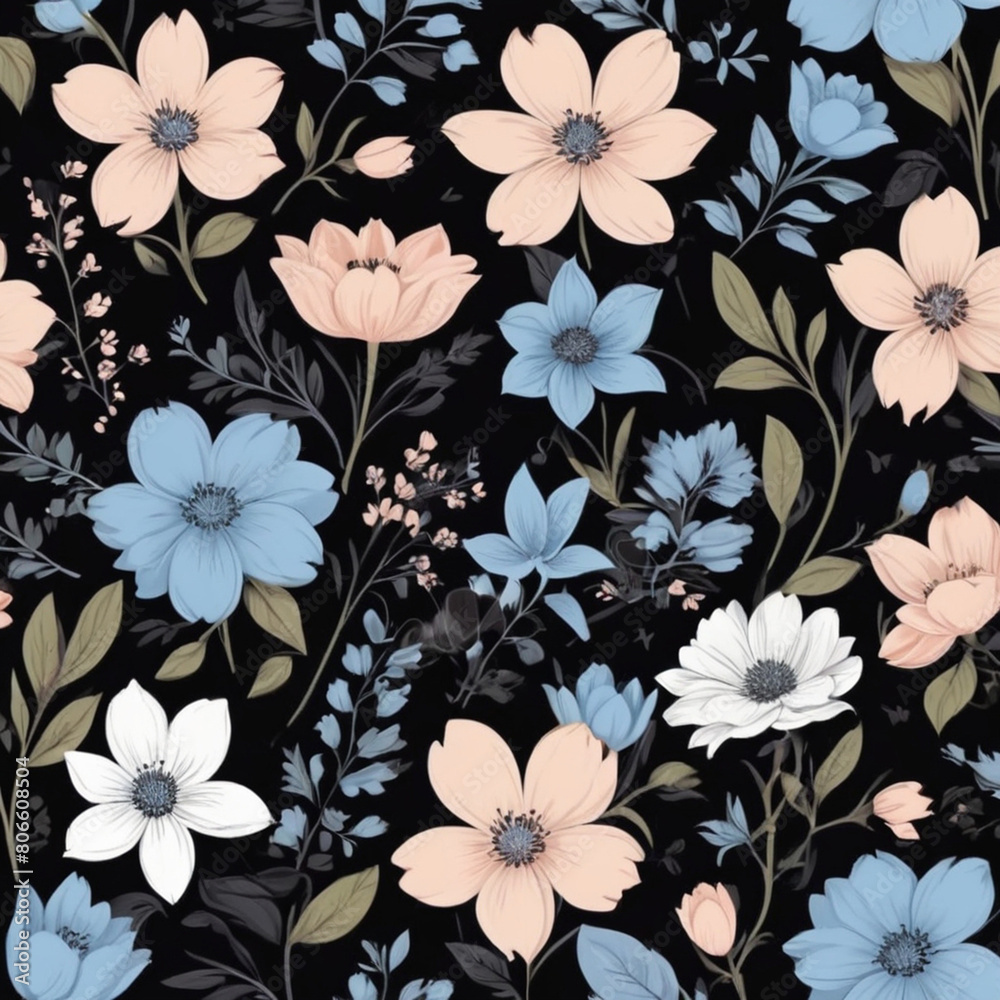 Repeating pattern, abstract pattern flat 2d flower