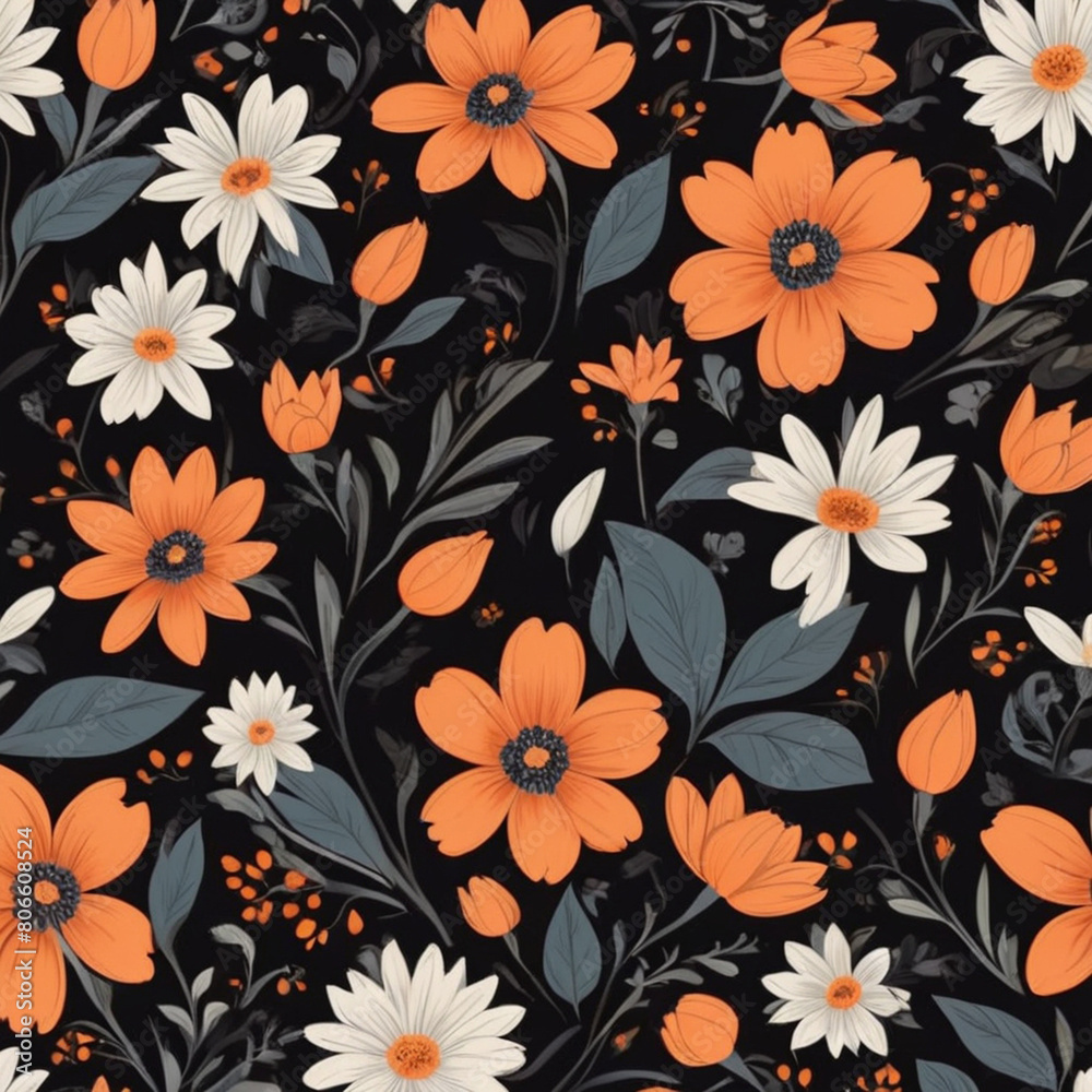 Repeating pattern, abstract pattern flat 2d flower Repeating pattern, abstract pattern flat 2d flower