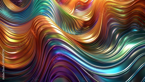 Generated image of an elastic and metallic stringy and wavy 3d background. 