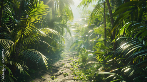 Jungle tropical background. Rainforest landscape