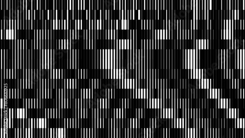 Glitch TV Stripes Screen. Random Width Lines Glitch Overlay Texture. Retro Vintage TV Signal Error Aesthetics. Vaporwave Retrowave Abstract Lines Background. Vector Illustration.