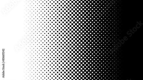 Square Pixel Halftone. Black and white linear gradient. Vector Backdrop. Dithering effect. Pixel gradient abstract mosaic background for modern design. 1 8 16 bit background. photo