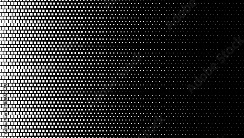 Halftone Square Pixels Pattern. Faded Shade Background. Grid Gradation BG. Black Screentone Diffuse Background. Overlay Texture. Abstract Patern for Design Comic Prints. Vector Illustration. photo