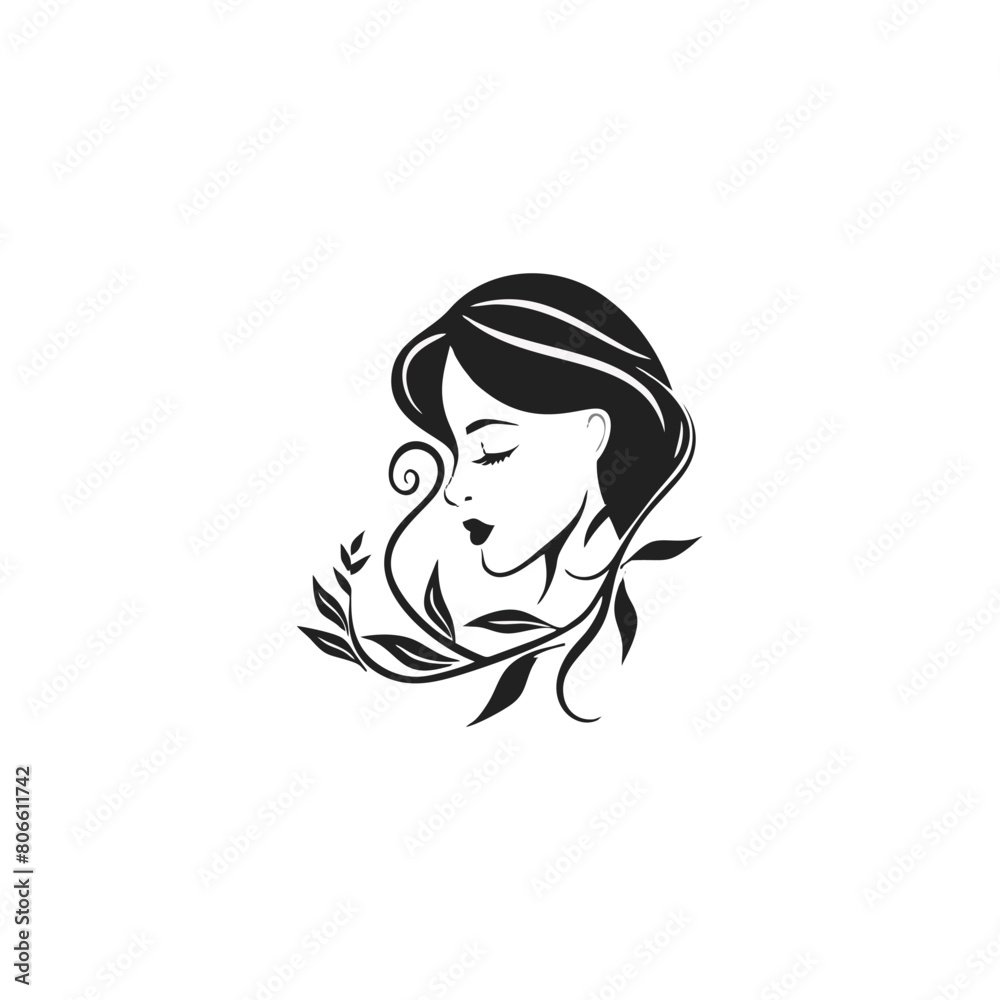 illustration line drawing Portrait of a Beautiful Woman's Face illustration line drawing Portrait of a Beautiful Woman's Face