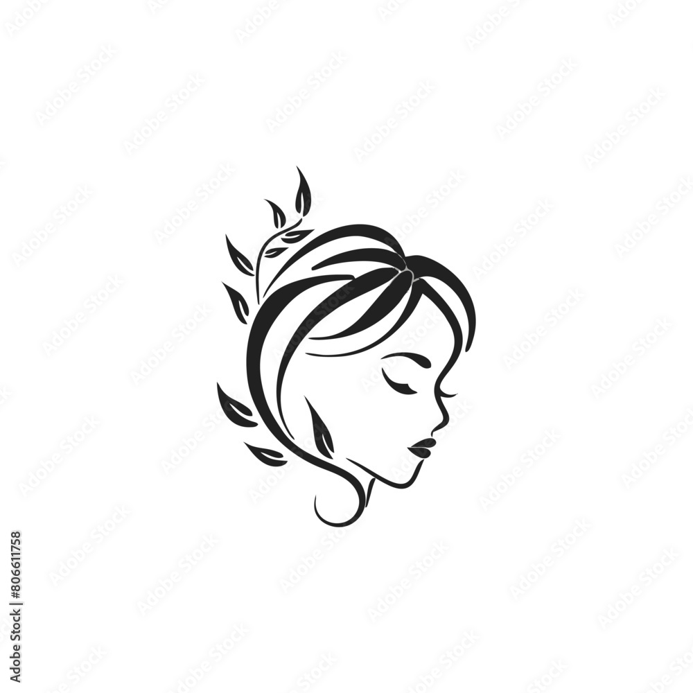 illustration line drawing Portrait of a Beautiful Woman's Face illustration line drawing Portrait of a Beautiful Woman's Face