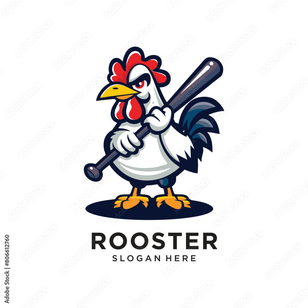 rooster chicken with baseball logo design vector illustration rooster chicken with baseball logo design vector illustration