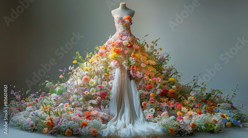 Whimsical, oversized flowers on a garden-inspired wedding dress.
