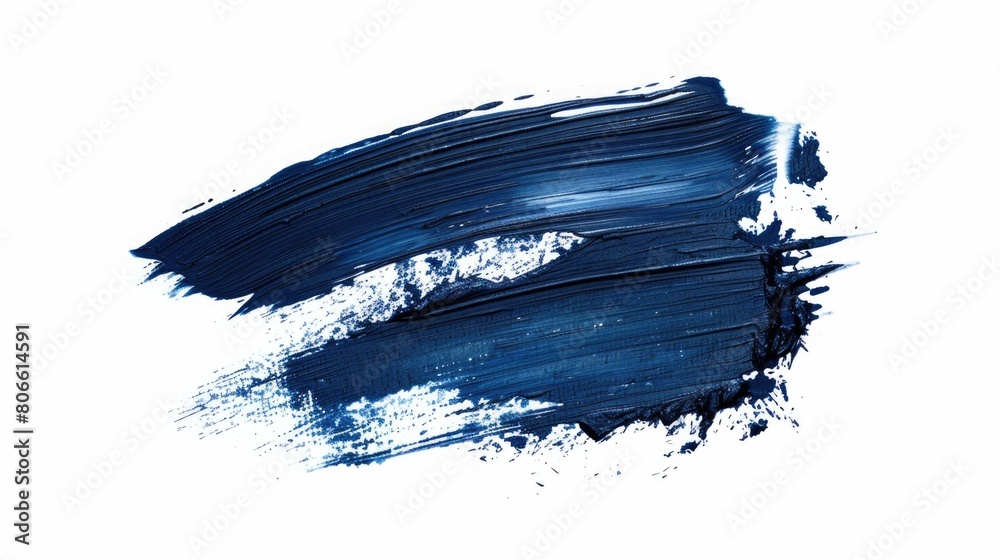 Blue Acrylic Paint Stroke on White Background