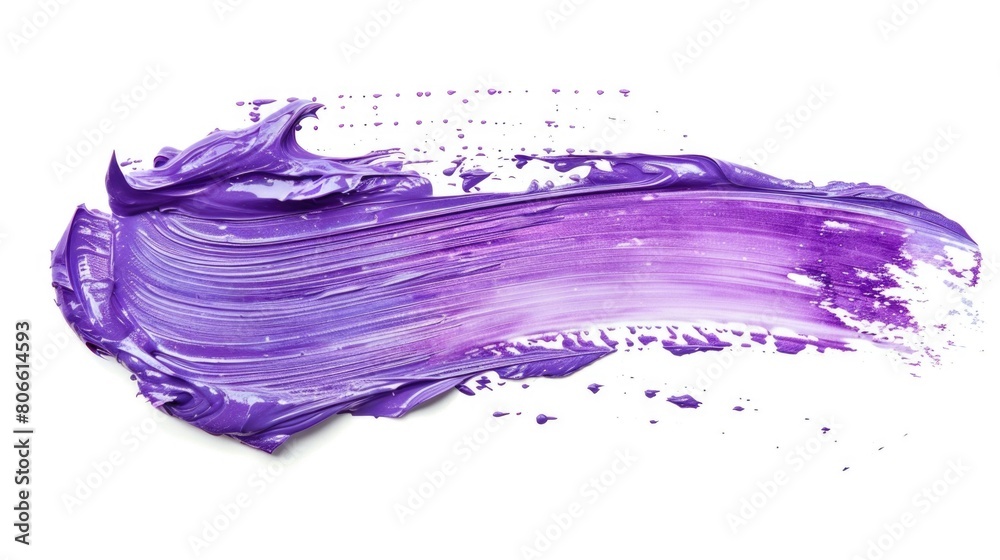 Vibrant Purple Paint Stroke on White Background