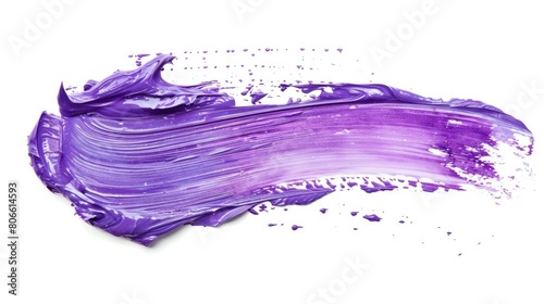 Vibrant Purple Paint Stroke on White Background