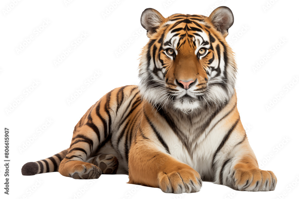 Obraz premium Tiger isolated on a transparent background.