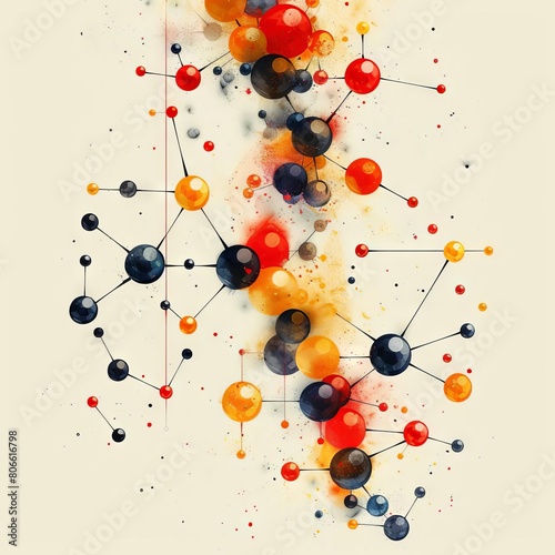 Conceptual design of enzymes breaking down food molecules, depicted with minimalistic shapes and soft color transitions