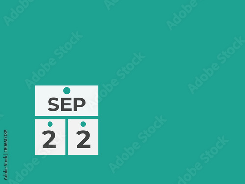 September  22 calendar reminder. 22 September  daily calendar icon template. Calendar 22 September  icon Design template. Vector illustration

