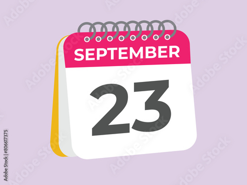 September  23 calendar reminder. 23 September  daily calendar icon template. Calendar 23 September  icon Design template. Vector illustration
