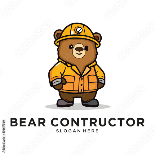 bear constructor logo design vector illustration