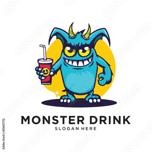 monster drink logo design vector illustration