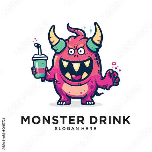 monster drink logo design vector illustration
