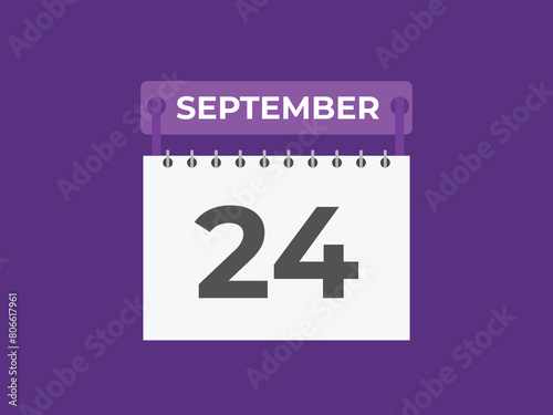 September  24 calendar reminder. 24 September  daily calendar icon template. Calendar 24 September  icon Design template. Vector illustration
