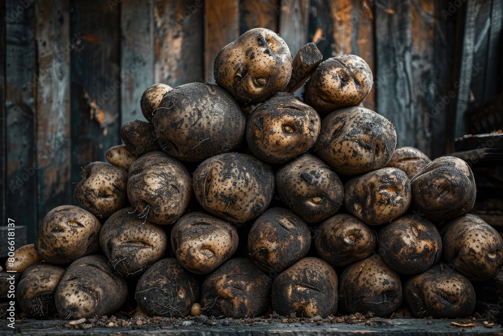 Fototapeta premium Potatoes on display in a market