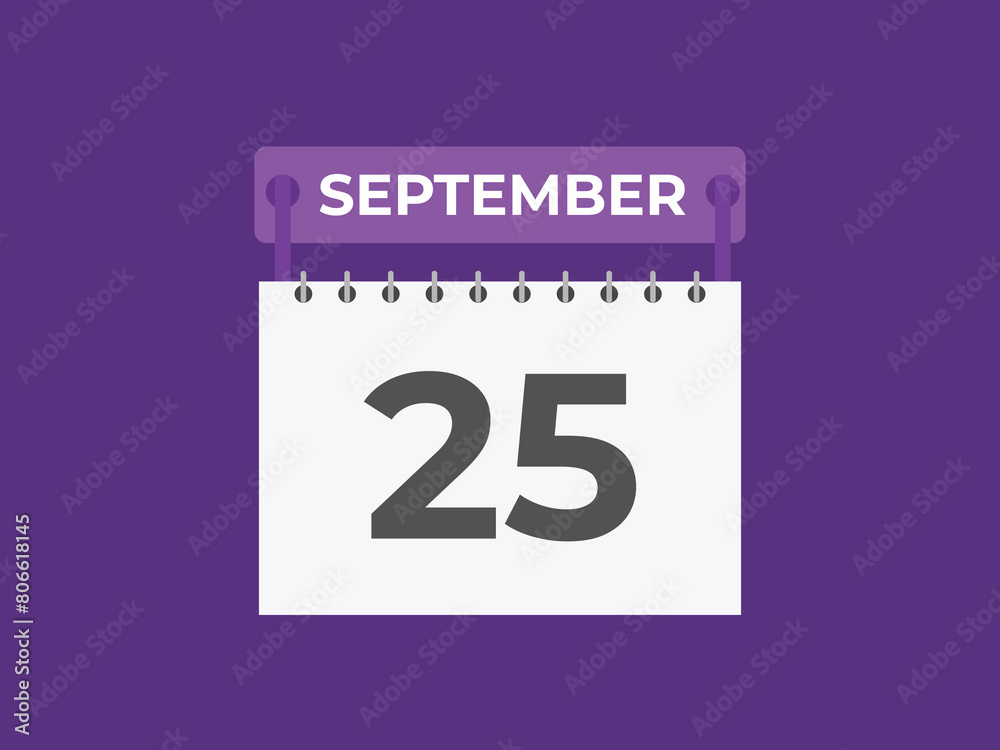 September 25 calendar reminder. 25 September daily calendar icon template. Calendar 25 September icon Design template. Vector illustration
September 25 calendar reminder. 25 September daily calendar icon template. Calendar 25 September icon Design template. Vector illustration