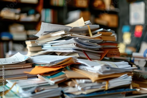 Pile of paper documents in the office © Lubos Chlubny