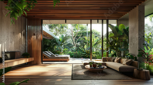 Experience a hyperrealistic render of an interior view, showcasing a living room design with AI generative enhancements.