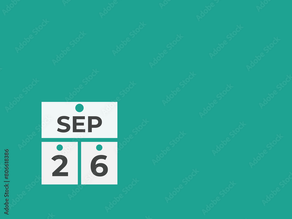 September 26 calendar reminder. 26 September daily calendar icon template. Calendar 26 September icon Design template. Vector illustration
September 26 calendar reminder. 26 September daily calendar icon template. Calendar 26 September icon Design template. Vector illustration