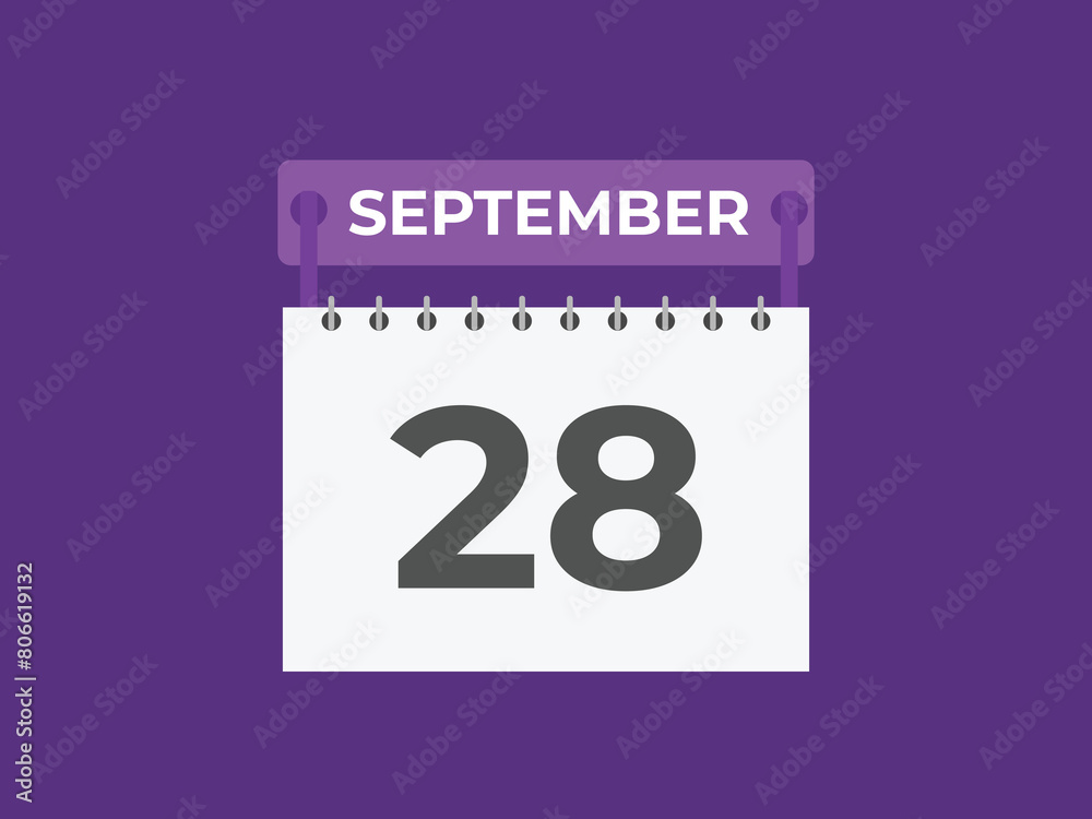 September  28 calendar reminder. 28 September  daily calendar icon template. Calendar 28 September  icon Design template. Vector illustration
