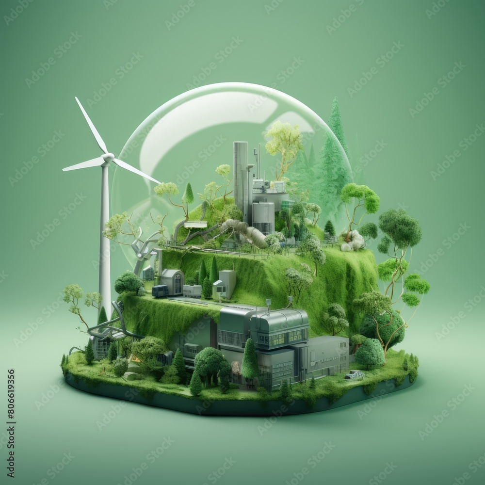 Renewable energy light bulb with green energy. Green energy concept illustrating renewable and sustainable energy sources and ecology. Ai-generated.