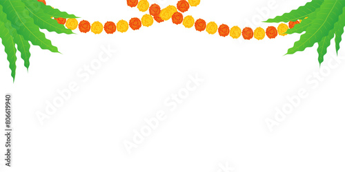 Vector illustration of beautiful floral dangler on transparent background