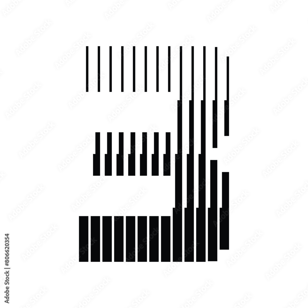 Number 3 with Abstract Line Pattern Number 3 with Abstract Line Pattern