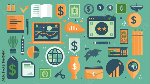 Money concept with economy icons design vector illustration