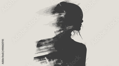 Monochrome blurred silhouette of girl half body 