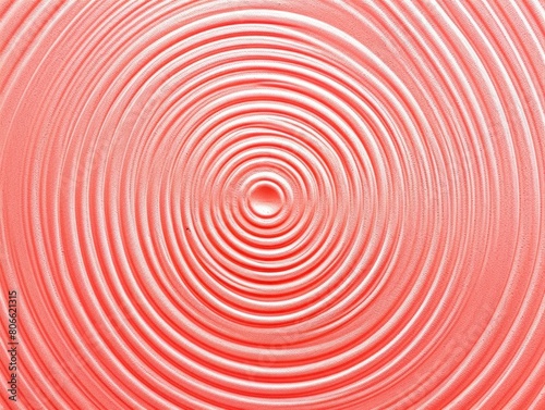 Coral thin concentric rings or circles fading out background wallpaper banner flat lay top view from above on white background with copy space blank 