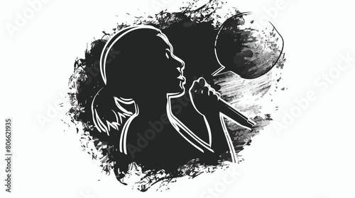 Monochrome hand drawn silhouette of speech in ovoid style photo