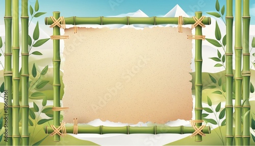 bamboo frame on bamboo background