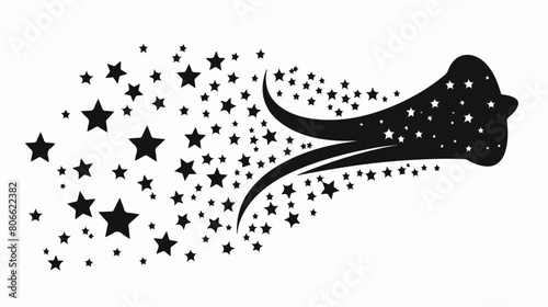 Monochrome silhouette of starry speech with tail vector