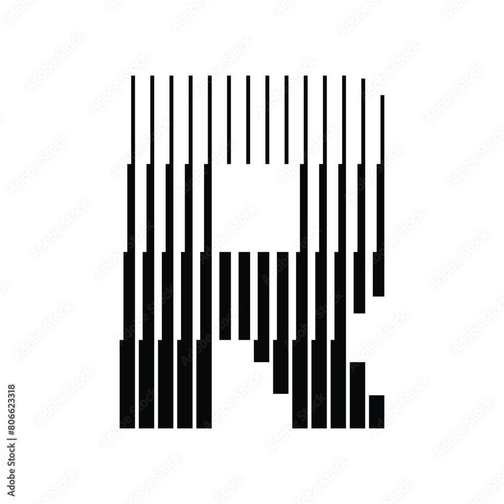 Letter R Logo with Abstract Line Pattern Letter R Logo with Abstract Line Pattern