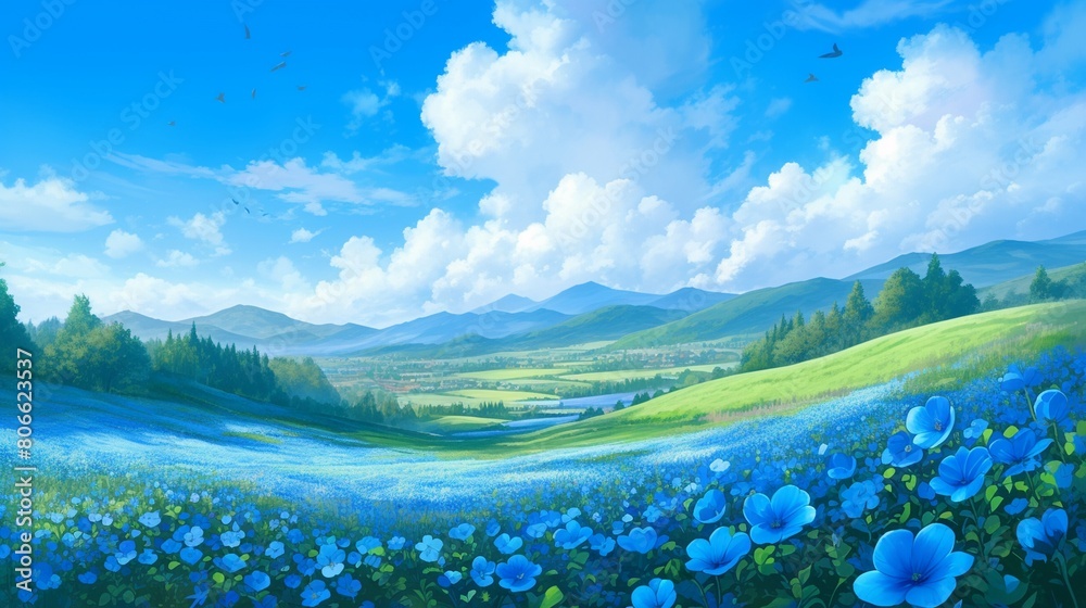 ネモフィラの花の風景7 ネモフィラの花の風景7