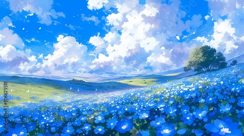 ネモフィラの花の風景4