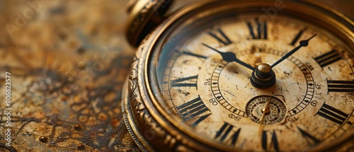 Highresolution image of a vintage clock face, capturing the concept of fleeting moments, with a neutral background for adding custom messages