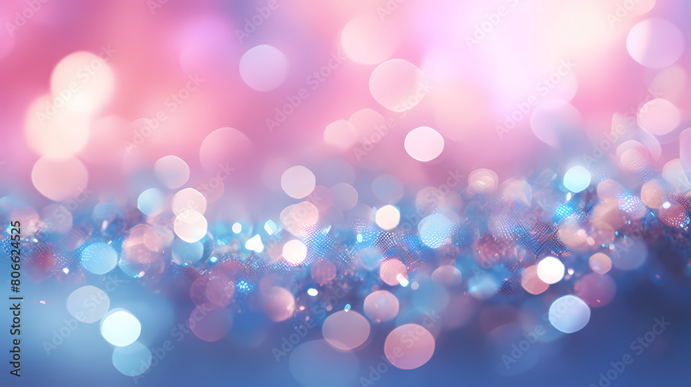 Beautiful soft bokeh background with pink and blue glitter