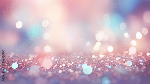 Beautiful soft bokeh background with pink and blue glitter